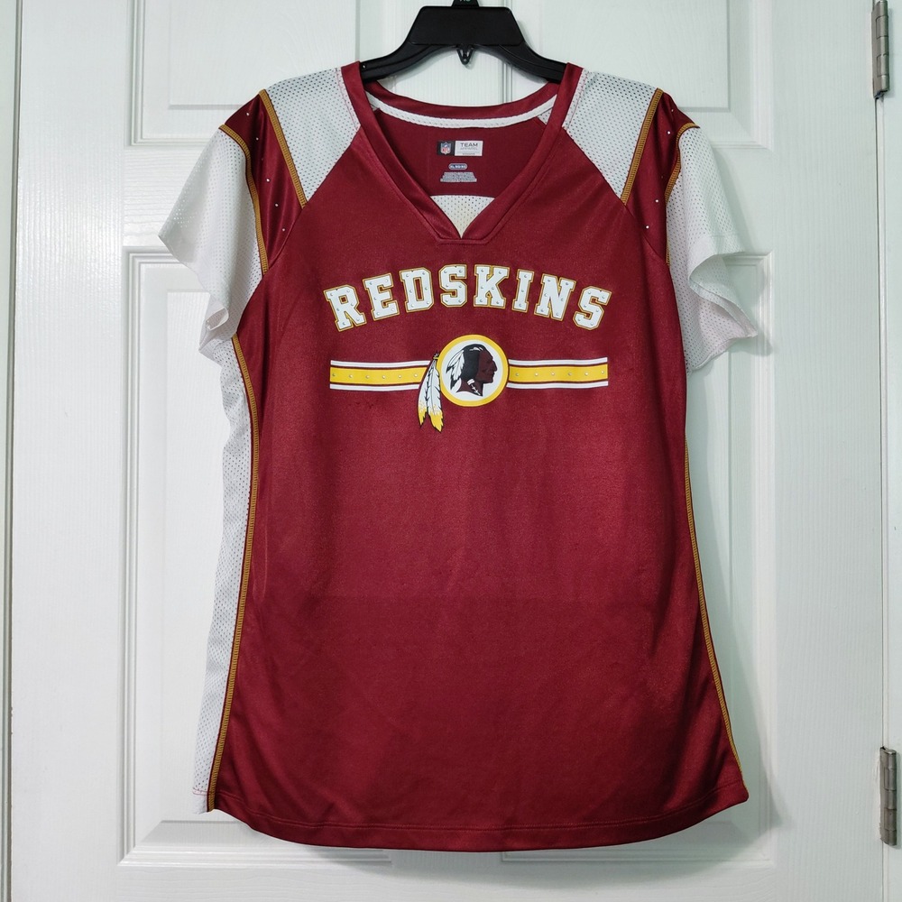 NFL Team Apparel Washington Redskins Women XL Burgundy V-Neck Jersey Rhinestone